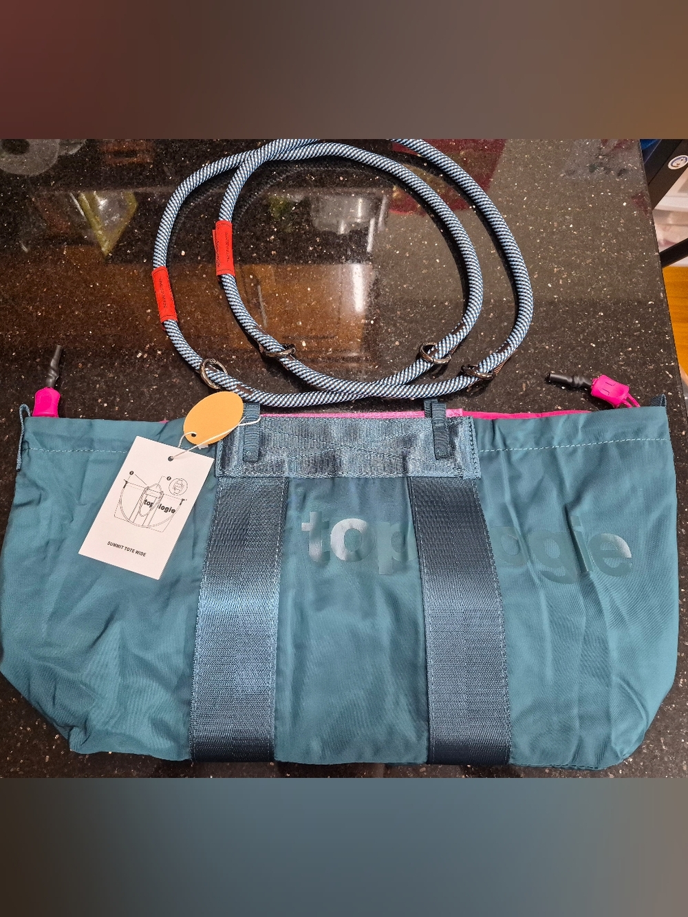 topologie Summit Tote Wide Small Tote in Green & Pink NWT